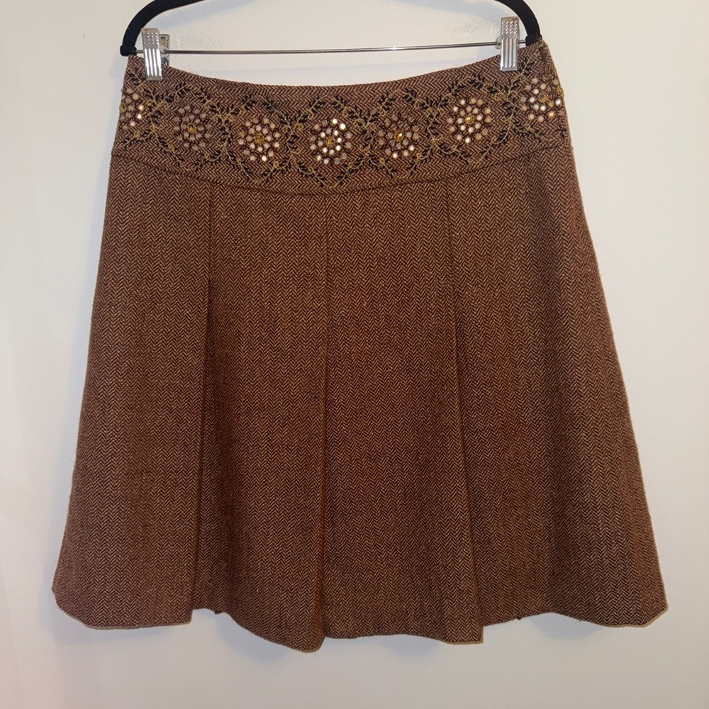 Ann Taylor LOFT Embroidered Tweed A-Line Skirt | Size 12 | Academia 🍂 - Picture 2 of 10